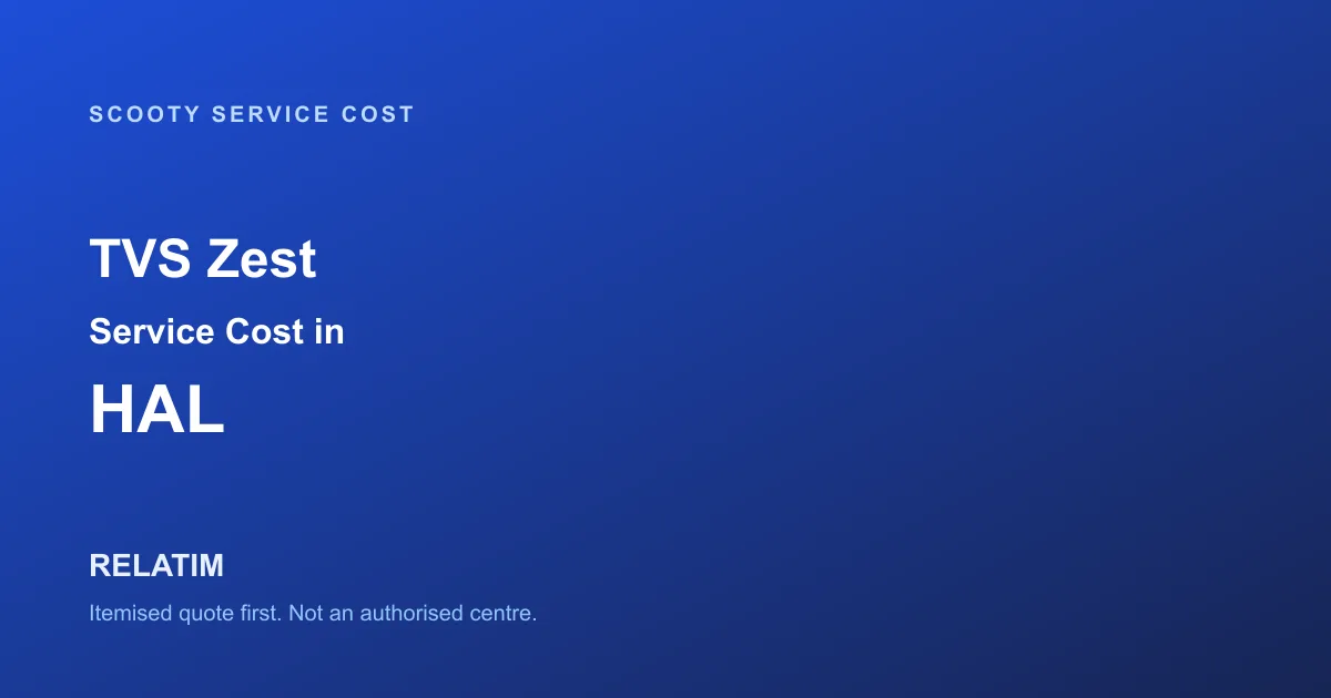 TVS Zest Service Cost in HAL, Bangalore